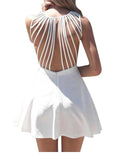 Pure V neck white strappy back sleeveless skater dress - Slim Wallet Company