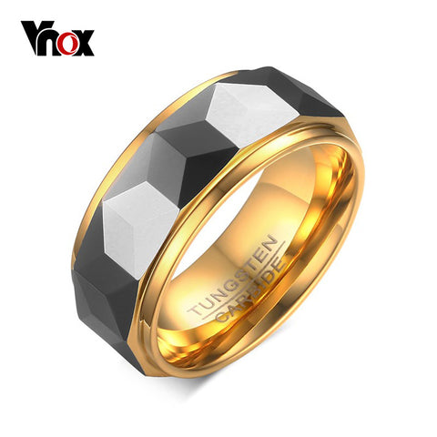 Polished Facet Cut Prism Tungsten Carbide Wedding Band Ring - Slim Wallet Company