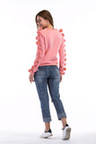 Pink Wool-Ball Decorated Sweater - Slim Wallet Company