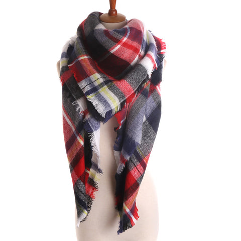 Soft Cashmere Blanket Warm in Winter Fashion Plaid Square Shawls 20 colors Size 140cm X 140cm - Slim Wallet Company