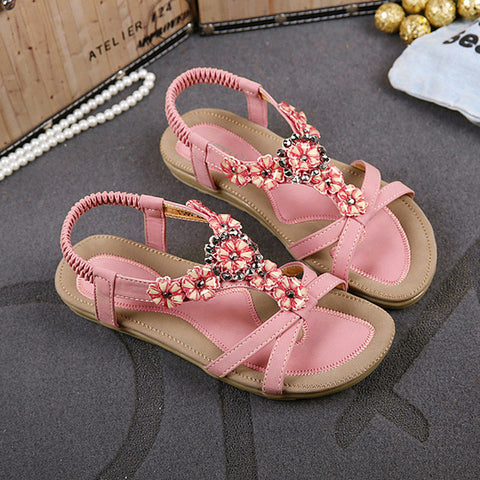 Sandstone Peach Flower Sandals - Slim Wallet Company